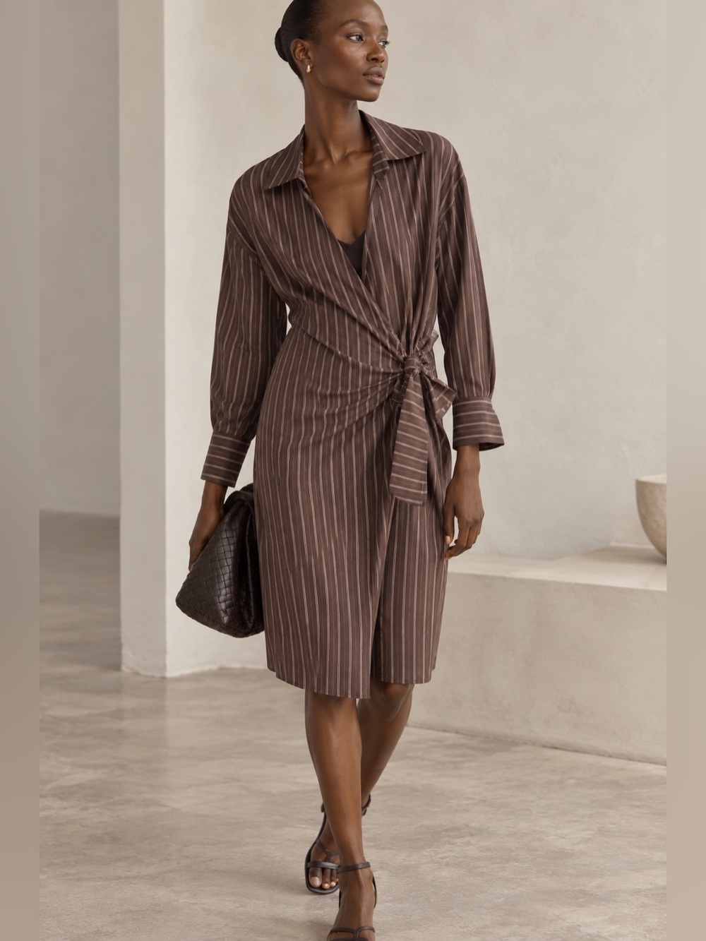 $195 NWT WRAP SHIRT DRESS WITH SLIP